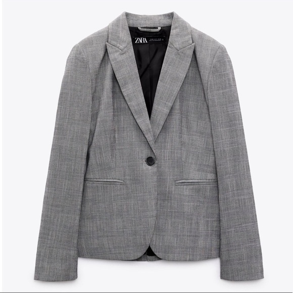 Zara Gray Plaid Tailored Blazer sz 6 - Picture 1 of 13